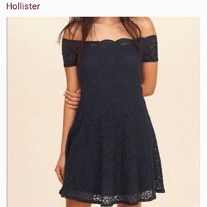 Hollister navy blue lace dress